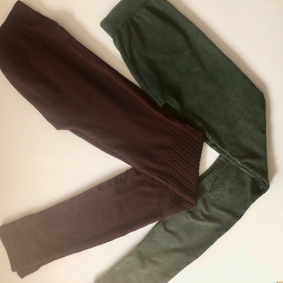 NikiBiki Leggings 2 Pair in Green & Burgundy - Picture 1 of 11